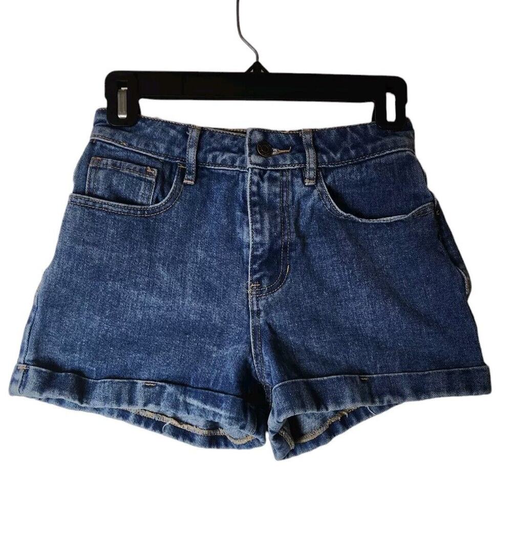 Pacsun Mom Shorts Womens 23 High Rise Cuffed Hem 90s Rolled Denim 100% Cotton